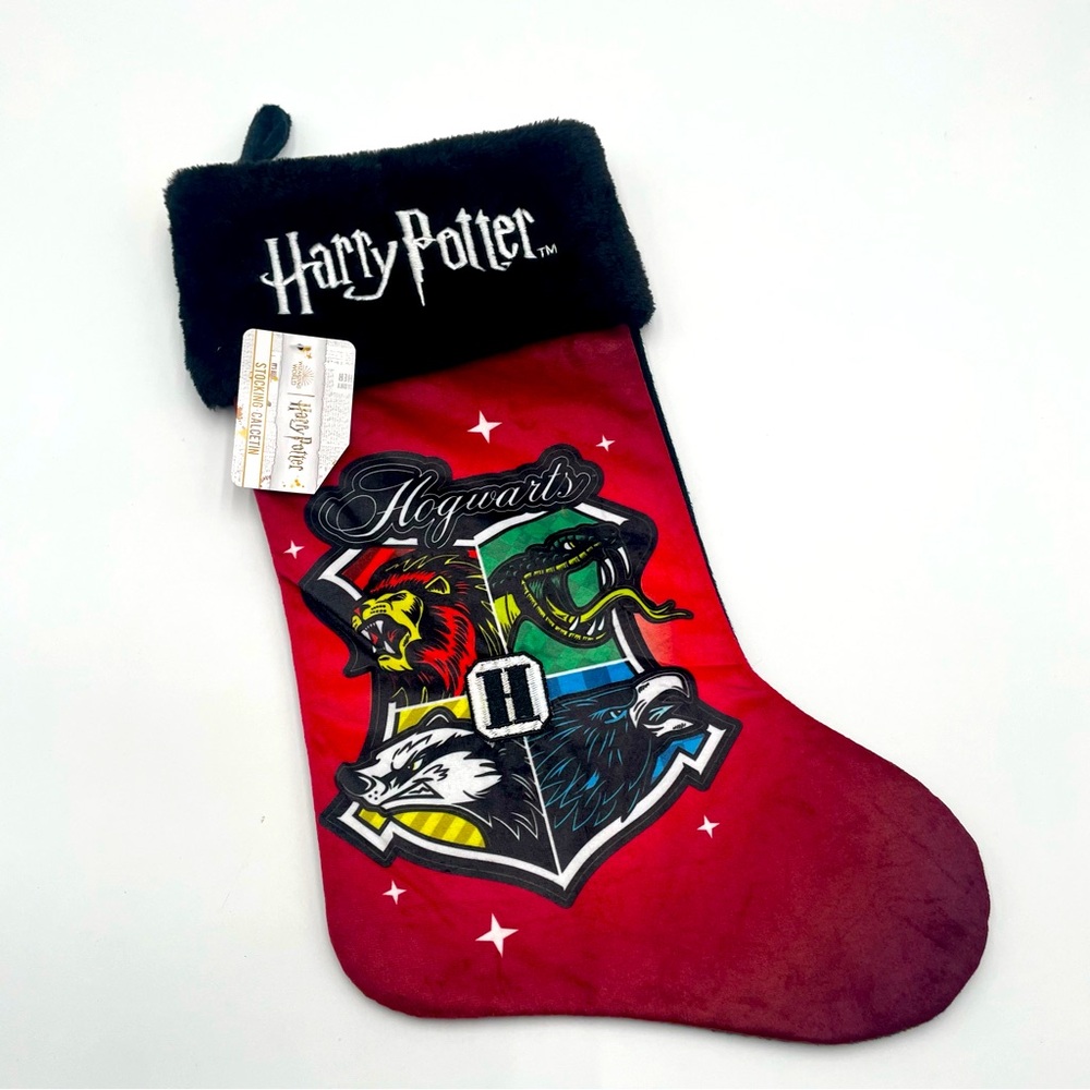 Christmas Stocking Harry Potter Houses of Hogwarts Fleece Faux Fur Embroidery